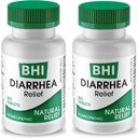 BHI Diarrhea Alívio Remédio natural de ação rápida para Diarréia leve - 8 Ativos homeopáticos calmantes Ajuda a acalmar o estômago Ache, gás e cãibras para mulheres e homens - 100 comprimidos (Pack of 2)