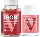 Vegan Pastilhas de Ferro + Bisglicinato de Ferro 30MG □ Vegan Suplemento de Ferro Suporte para Sangue Saudável & Energia Diária para Adultos & Crianças - 90 Contagem+60 Contagem