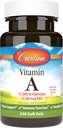 Carlson - Vitamina A, 15000 UI Palmitate (4500 mcg RAE), Vision Health, Healthy Skin, 240 Softgels