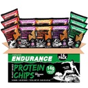 Natural Endurance Protein Chips - Fichas de baixo carbono, Lanche de alta proteína, Proteína Vegan com óleo de abacate, 14g Proteína por saco, Glúten livre, Nacho, churrasco, Chili, Bolo de aniversário, Original - Pacote de variedades, 1.38 oz Bags (Pacote de 12)