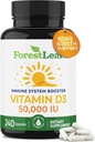ForestLeaf Vitamina D3 50.000 UI VIT D - VIT D3 Vitamina D Supplement for Women and Men (Saúde Óssea, Dentes, Suporte Imune) Fácil de Engular Comprimidos (dose semanal de alta potência, fornecimento de 4 anos, 240 Caps