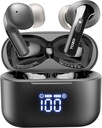 Earbuds sem fio TOZO T20 fones de ouvido Bluetooth 48.5 Hrs Playtime com LED Digital Display, IPX8 Impermeável, Dual Mic Chamada Ruído Cancelando alto-falantes de gama larga de 10mm com caixa de carregamento sem fio