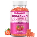 Gummies de colágeno Vegan para mulheres e homens - com biotina, vitamina C, e zinco para radiação da pele, crescimento do cabelo, unhas fortes, e suporte conjunto, 60 Contagem