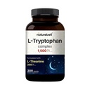 NatureBell L Tryptophan 1300mg com L Theanina 200mg, 300 Cápsulas – Forma Ativa Livre, Suplemento Baseado em Planta – Fórmula calma, Suporta Relaxamento – Não-GMO e Sem Glúten