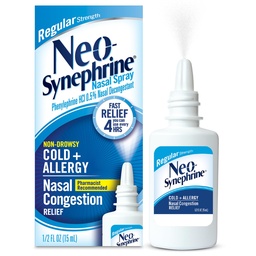 Neosinefrina Pulverizador nasal para alívio de frio e sinusal, força regular, 0,5 Fl Oz