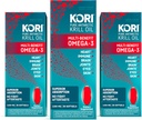Kori Krill Oil Omega 3 Suplemento, Antárctico Krill Oil com Absorção Superior vs Óleo de Peixe, 1200mg Softgels, 30 Softgels, EPA & DHA (Pacote de 3)