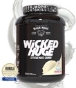 Worldwide Nutrition Bundle Compatível com Black Magic Wicked Enorme - Mass Gainer Francês Vanilla Flavor para apoio muscular e recuperação, 7.24 LBS Protein Powder Supplement com Keychain