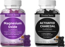 Pastilhas de carvão ativado 400mg, pastilhas de óxido de magnésio 500mg de açúcar grátis para adultos e crianças, Mais rápido para limpar, Desintoxicação, Alívio de gás, Gut & Saúde Oral, Melhor formulário Mg para "Digestão"