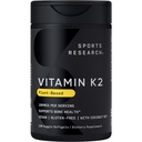 Esportes Pesquisa Vitamina K2 como MK-7 100mcg com óleo de coco MCT - 120 Veggie Softgels (4 Mês de Fornecimento) Vegan Certificado, Não-GMO Verificado, Glúten e Soja Grátis