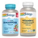 SOLARAY D-Mannose 1000mg com Cranactin Cranberry Extract (150ct) e Vitamina C 1000mg com Bioflavonóides (250ct) - Trato urinário, Saúde da bexiga e Imune Suporte Bundle - Vegan, 60 Dia Garantia