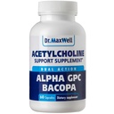 Acetilcolina, alfa GPC Colina 600mg + Bacopa, melhor do que cada um sozinho. Mais confiável Acetilcolina (Suporta memória e aprendizagem) Suplemento, 60 Cápsulas