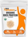 BulkSupplements.com Proteína orgânica de arroz em pó - Vegan proteína vegetal, sem sabor - Vegan & Gluten Free, 30g por serviço, 1 kg (2,2 lbs) (Pacote de 1)