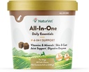 NaturVet All-in-One Dog Supplement - para apoio conjunto, Digestão, Pele, Tratamento de Casaco – Multivitamins cão com minerais, Omega-3, 6, 9 – Vitaminas sem trigo para cães – 60 mastigação suave