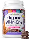Puramente inspirado All-in-One Vegan Protein Powder for Men & Women, Chocolate Decadente (14 Servings) - Planta-based Organic Protein Powder for Shakes & Smoothies - Substituição Nutricional sem glúten