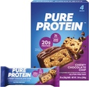 Barras de proteína pura, Alta proteína, Lanches nutritivos para apoiar a energia, Baixo açúcar, Sem glúten, Chewy Chocolate Chip, 1,76 onças, Pacote de 4