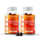 Vitamatic Pumpkin Seed 20:1 Extract & Saw Palmetto 10:1 Extract Gummies – Extract botânico sem açúcar – Natural Raspberry Flavor – Vegan, Não-GMO, Pastilhas com base em plantas – 60 Contagem - 2 Pack (120 Contagem)