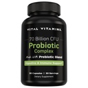 Vitaminas Vitais Complexo Probiótico para Homens e Mulheres - 70 Bilhões UFC - Feita com Mistura Prebiótica - Digestiva, Saúde Gut, & Suporte Imune - Mistura poderosa de 10 Strains - 30 Cápsulas
