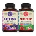 Pure Saffron Extract & Premium Berberine Bundle (uma garrafa cada). Suporta Mood, Energy Boost, Função Metabólica. EUA Made.