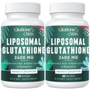 Glutationa lipossómica 8-em-1 2400 MG, Fórmula Antioxidante de Alta Absorção – com Ácido Hialurónico, Ácido Alfa-Lipoico, Resveratrol - Pele, Detox de Fígado e Sistema Imune, 120 Softgels