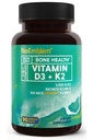 Cápsulas BioEmblem Vitamina D3 K2 (5000UI e 200mcg) - MK7 patenteado e MK4 para suporte complexo 3-em-1 - Suplemento vegetariano de vitamina D K2 para dentes, coração, sistema imunológico - Não-GMO, 90 Caps