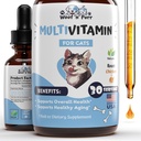 Multivitamina de gato - Promove pele saudável e casaco, apoio conjunto, longevidade e mais - Vitaminas de gato - Suplementos de gato e vitaminas - Vitaminas de gato para gatos internos - Vitaminas Kitten - Apoio Imune de gato - 1 oz