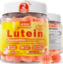2 Pacote Lutein e Zeaxantina Suplementos Gummies (25mg) Vitaminas A, C, E, Bilberry, Astaxantina - Óleo de coco para melhor absorção - para adultos e adolescentes Visão, Olho, Cérebro, Pele - Vegan, Açúcar grátis