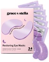 graça & stella Retinol Sob colchas de olhos para Puffy Olhos e círculos escuros - Restaurando Gel Sob máscaras de olhos com ácido hialurônico - Vegan Cruelty-Free Skincare, Presentes de aniversário para mulheres (Purple, 24 pares)