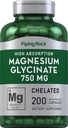 Cápsulas de Glicenato de Magnésio de Pedra de Tubulação □ 750mg / 200 Comprimidos / Suplemento Quelatado