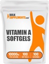 BulkSuplements.com Vitamina A 10000 UI Softgels - Palmitato de vitamina A Retinil, comprimidos de vitamina A - Suplemento de vitamina A, Suplementos de olho - Glúten Livre, 1 Softgel por serviço, 100 Softgels