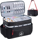 BAGSFY Organizador de saco de medicina de viagem, saco médico vazio, organizador de garrafas de pílulas para casa, armazenamento de medicamentos grande, transporte de viagem caso primeiros socorros sacos vazios Kit de emergência.