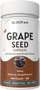 Cápsulas de Sementes de Uva 500mg + 10:1 Extrato Concentrado + Suplemento de Ervas Natural + Não-GMO, Sem Glúten + Pó de Sementes de Uva para Bem-Estar Diário (60 Contagem de 1)