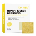 Dr. Med Honey Gauze Dressing, 2" x 2" (10 PCS/Box) Honey Medical Bandage Care Patch para abrasões menores, cortes, lacerações, escaldadas e queimaduras para cura de feridas, química e droga livre