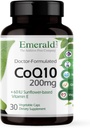 EMERALD LABS CoQ10 200mg - Suplemento Premium de Bem-Estar com Vitamina E Natural - Suporta Antioxidante, Circulação, Energia e Saúde do Coração - 30 Cápsulas (fornecimento de 30 dias)
