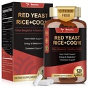 Red Yeast Rice 2.000mg with CoQ10 Supplement - Citrinina Extract Free Red Yeast Rice Cápsulas com CoQ10 100 Plus Citrus Bergamot - Colesterol Lowering Supplements 3rd-Party Tested Vegan Non-GMO