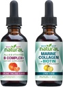 Por que não Natural Vitamina B Complexo de gotas líquidas e Colágeno Líquido Marinho para cabelos, pele e unhas
