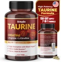 Taurina com Creatina, L-Arginina, L-Citrulina Alta Absorção com Impulso de Óxido Nitrico de Pimenta Negra, Muscle USA Made & Tested (150 Contagem de 1))
