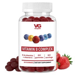 Vitaminas Gummy Complexo VITA GLOBE B – Sabor de morango com Vitamina C, Niacin, B6, B12 e Biotina (Suplemento diário para energia, metabolismo e suporte cognitivo)
