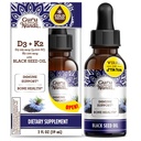 GuruNanda Black Seed Oil, Nigella Sativa com pressão fria - Rico em Vitamina D3 5000 Unidades, K2 & E, alta timoquinona □ Antioxidante potente para suporte imunológico, Não-GMO, 2 Fl.oz