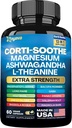 Zoyava Corti-Soothe Cortisol Suplemento Glicinato de magnésio 200mg L-Theanina 150mg Ashwagandha 150mg Phosphatidilserina Cortisol Manager Lions Mane Ginkgo Biloba Bacopa Monnieri Raiz Valeriana 60 Caps