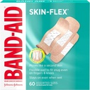 Band-Aid marca flanges adesivos da pele para primeiros socorros e cuidados de feridas de cortes menores, raspas e queimaduras, faixas estéreis flexíveis grandes para dedos, mãos e joelhos, tamanhos variados, 60 quilates
