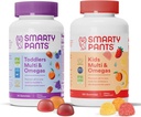 SmartyPants Toddler and Kids Multivitamin Gummies Bundle: Omega 3 Fish Oil (EPA/DHA), Vitamina D3, C, Vitamina B12, B6, A, K & Zinc, Biotina, Gluten Free, Três sabores de frutas (30 dias de fornecimento)