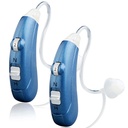 Amplificador auditivo para idosos adultos com cancelamento de ruído, Amplificador sonoro de realce auditivo pessoal,Ajuda de amplificador auditivo digital com 500h de vida da bateria,Tubo magro invisível com kit de limpeza,Azul,Pair
