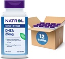Natrol Mood & Stress DHEA 25mg com cálcio, Suplemento dietético para o equilíbrio de certo nível de hormônio e suporte de humor, 180 comprimidos, fornecimento de 180 dias (Pacote de 12)