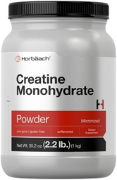 Horbäach Creatina Mono-hidratado em pó (35,2 onças) □ Micronizado e sem sabor □ Vegetariano, Não-GMO, e Suplemento sem glúten