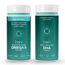 Iwi Omega-3 Minis & DHA Omega-3 Bundle, 30 Servings, Vegan Planta-baseada Algas Omega 3, Krill & Fish Oil Alternative, Sem gosto de peixe