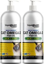 Animais de estimação de saúde líquida Wild Caught Omega 3 Fish Oil for Cats - Liquid Omega 3 Suplemento para gatos com EPA+DPA+DHA - Reduzir Coceira, Junta de Apoio, Imunidade, Cérebro, Saúde do Coração - Made in the USA (2 Pack)