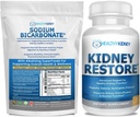 Rim Restaurar Bicarbonato de sódio orgânico Suplemento alcalino 1LB Cleanse 60 Caps Bundle – Suporta Saúde do Rim, Neutraliza Ácido Estômago, Superalimentos Alcalinos, Suporte Imune, Antiácido e Vitaminas f