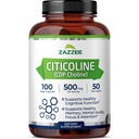 Zazzee Força extra Citicolina, 500 mg por serviço, 100 Cápsulas Vegan, Superior CDP Choline Form, 100% Vegetarian and Pharmaceutical Grade, 50-Day Supply, All-Natural and Non-GMO