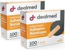Dealmed Sheer plástico bandagens de adesivo flexível – 100 Count (2 Pack) Bandagens com não-Stick Pad, Látex livre, Ferimento para Kit de Primeiros Socorros, 1" x 3"