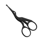 LIVINGO 3,5" Ponta arredondada Tesoura de Cegonha Vintage, Aço inoxidável profissional com revestimento de titânio preto, Tesoura de beleza da cutícula para sobrancelha, Cabelo facial, Pele seca, Cabelo de nariz